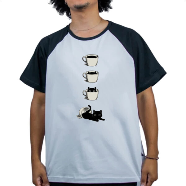Camiseta Raglan Minha xicara de gato - Imagem 4