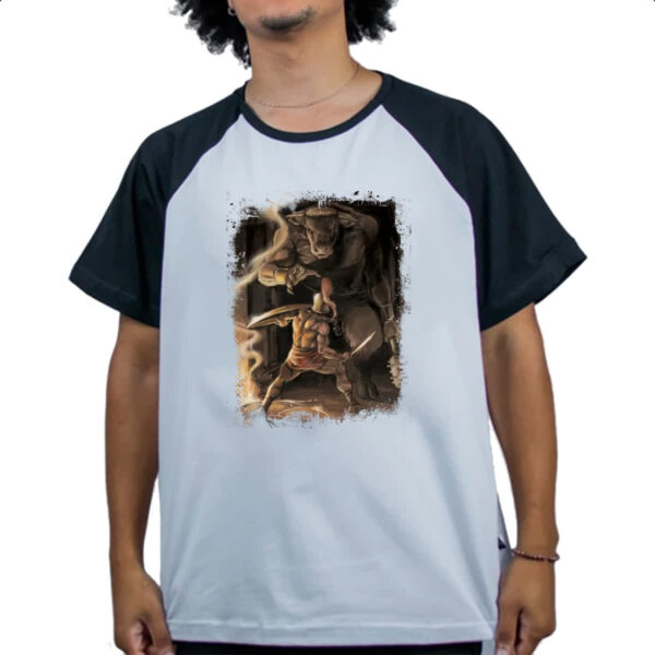 Camiseta Raglan Mitologia Teseu vs Minotauro 01 - Imagem 4