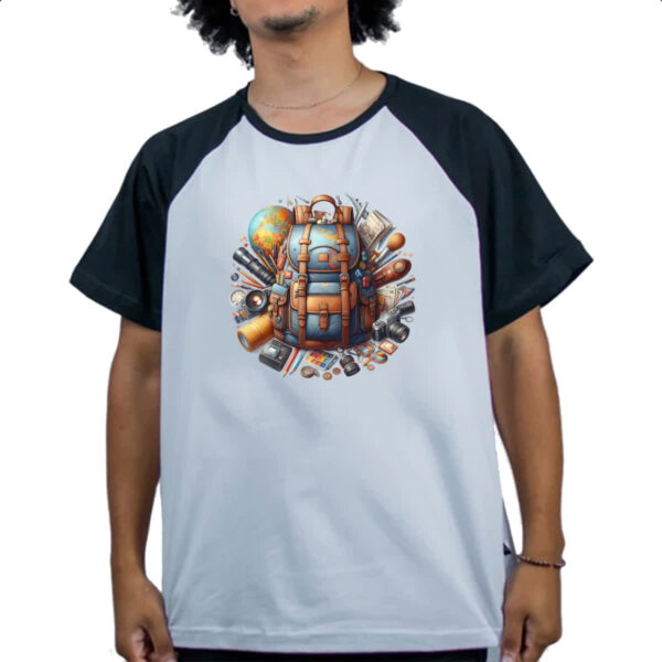 Camiseta Raglan Mochila viagem ao mundo - Imagem 4