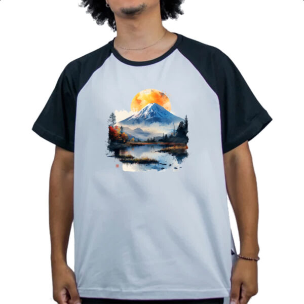 Camiseta Raglan Monte Fugi watercolor - Imagem 4