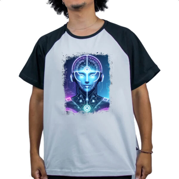 Camiseta Raglan Mulher Cerebro IA - Imagem 4