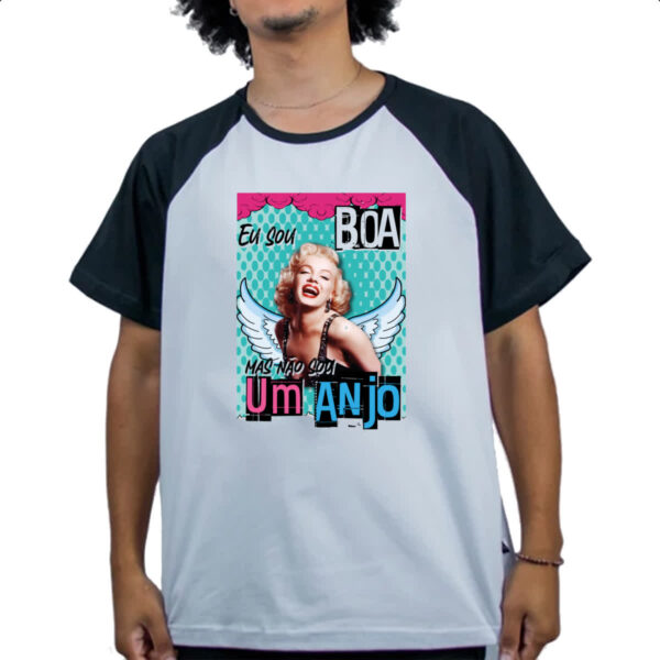 Camiseta Raglan Mulher boa mas nao anjo - Imagem 4
