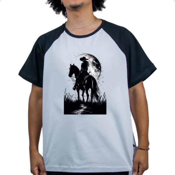 Camiseta Raglan Mulher cowgirl sunset PB - Imagem 4