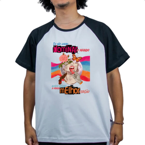 Camiseta Raglan Mulher dominar o mundo - Imagem 4