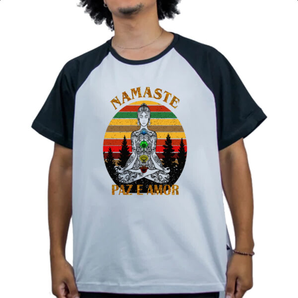 Camiseta Raglan Namaste Paz e Amor - Imagem 4
