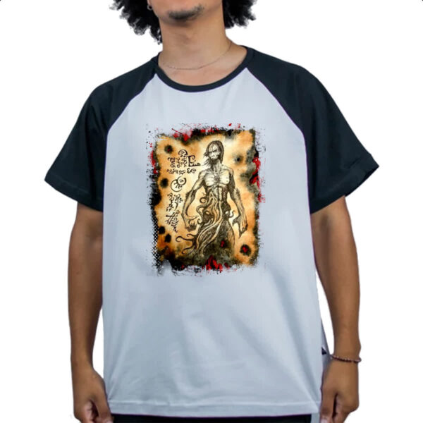 Camiseta Raglan Necronomicon Fragmento Cthulhu Larp - Imagem 4
