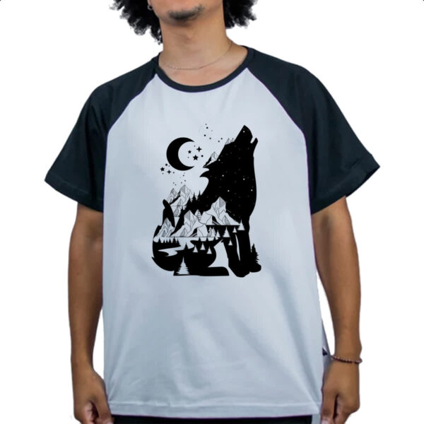Camiseta Raglan Night Wolf - Imagem 4