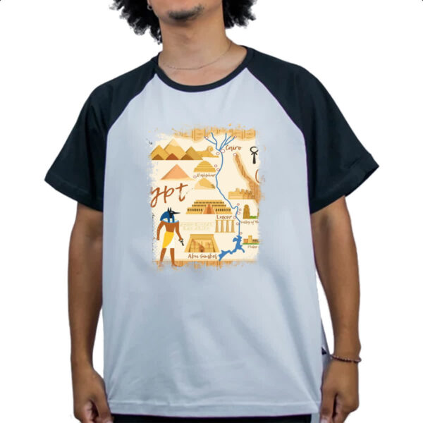 Camiseta Raglan Anubis Mapa do Egito - Imagem 4