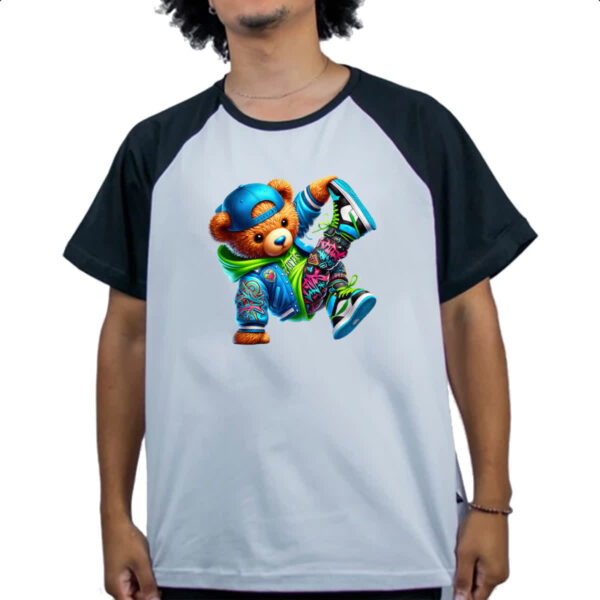 Camiseta Raglan Urso Hiphop - Imagem 4