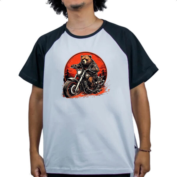 Camiseta Raglan Urso Pardo Motoqueiro Radical - Imagem 4