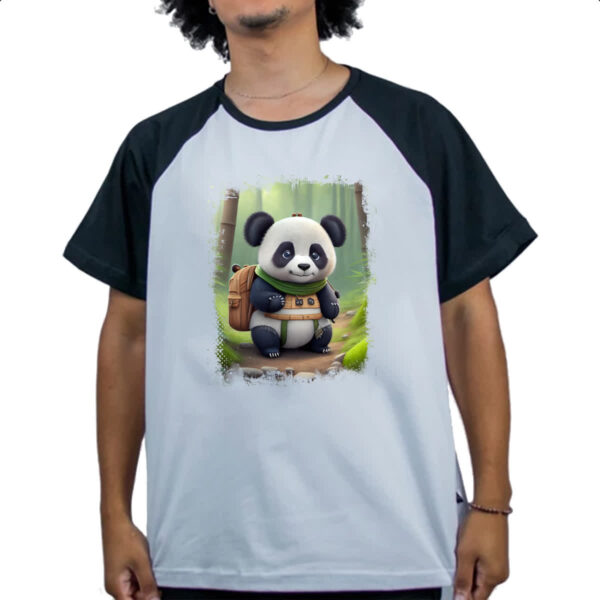 Camiseta Raglan Urso panda aventureiro - Imagem 4