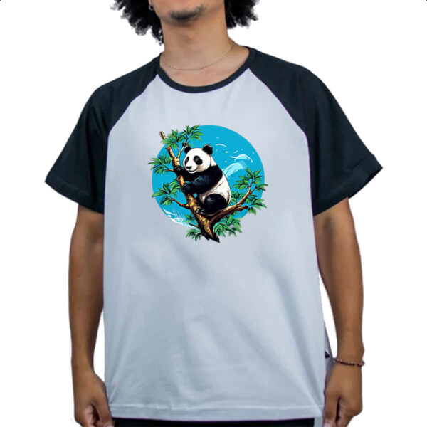 Camiseta Raglan Urso panda na arvore - Imagem 4