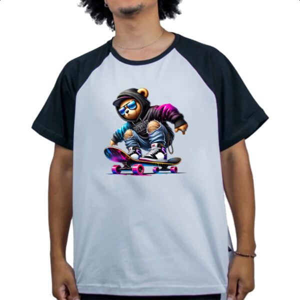 Camiseta Raglan Urso skatista - Imagem 4