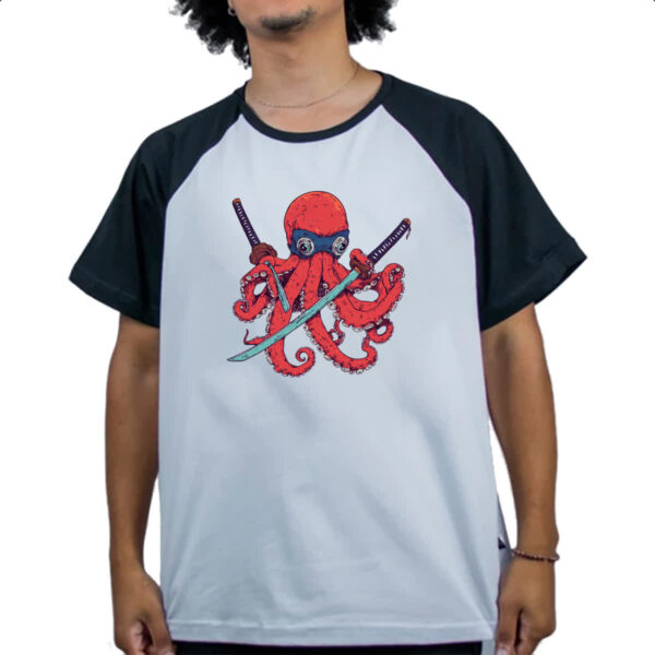 Camiseta Raglan Octopus samurai - Imagem 4