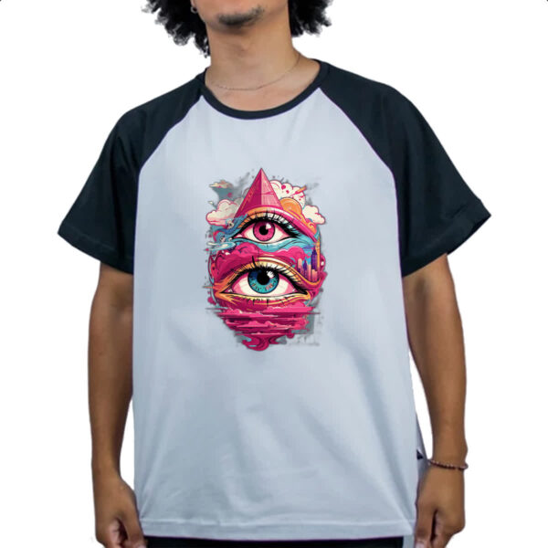 Camiseta Raglan Olho de Horus no ceu Street Art - Imagem 4