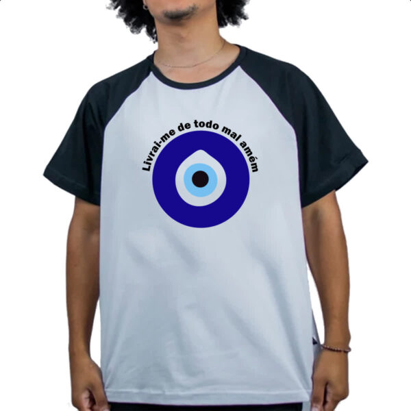 Camiseta Raglan Olho grego livrai-me do mal - Imagem 4