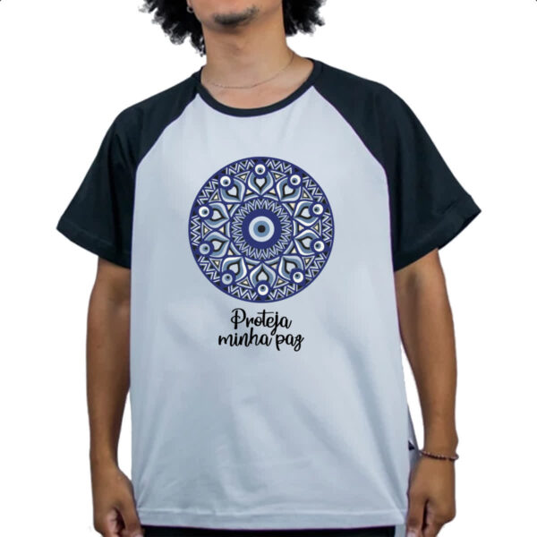 Camiseta Raglan Olho grego proteja minha paz - Imagem 4