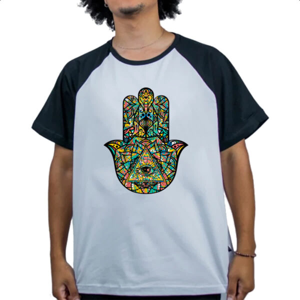 Camiseta Raglan Olho mao Hamsa - Imagem 4