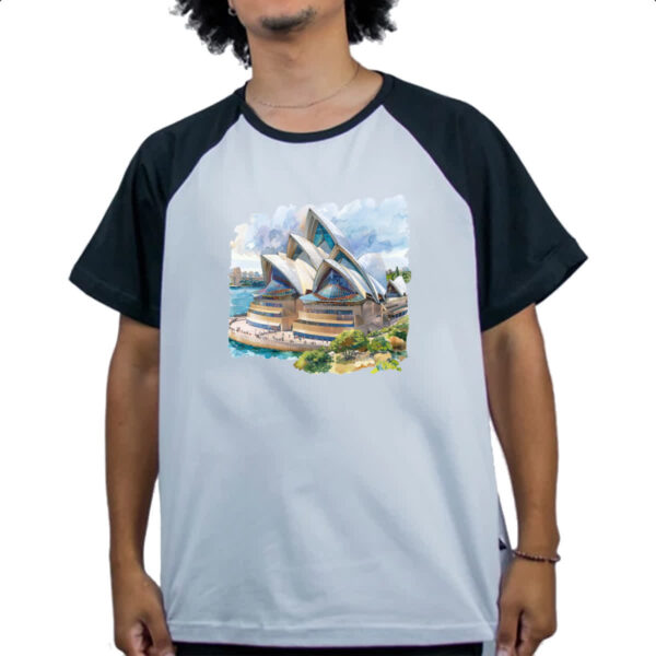 Camiseta Raglan Opera de Sydney watercolor - Imagem 4