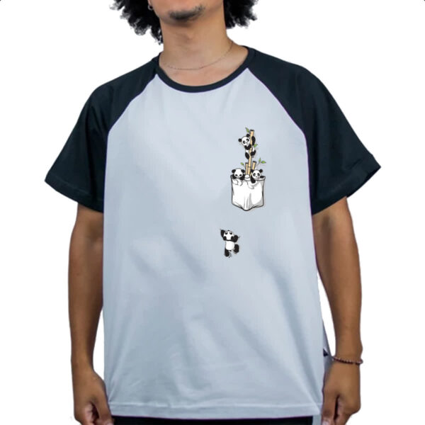 Camiseta Raglan Panda bambu no bolso - Imagem 4