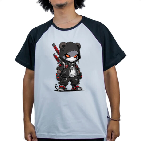 Camiseta Raglan Panda chibi ninja - Imagem 4