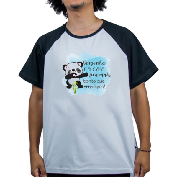 Camiseta Raglan Panda vergonha na cara - Imagem 4