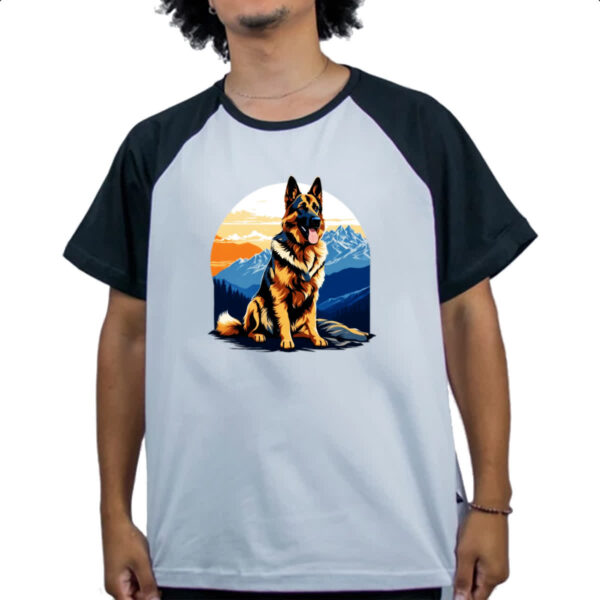 Camiseta Raglan Pastor alemao montanhas - Imagem 4