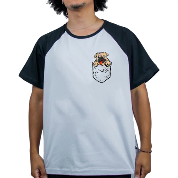 Camiseta Raglan Pug no bolso - Imagem 4
