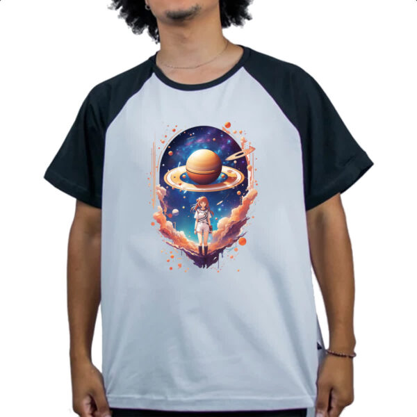 Camiseta Raglan Planeta Satuno Menina Anime - Imagem 4