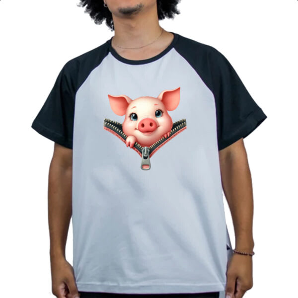 Camiseta Raglan Porco no ziper - Imagem 4