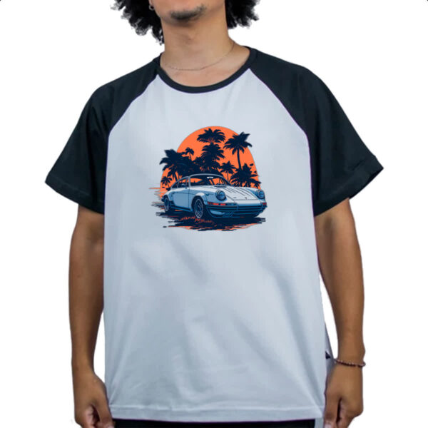 Camiseta Raglan Porsche Branco Sunset - Imagem 4