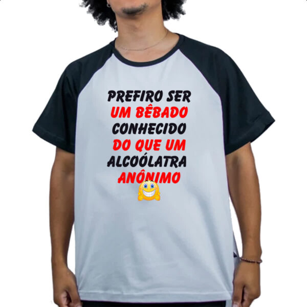 Camiseta Raglan Prefiro um bebado conhecido - Imagem 4