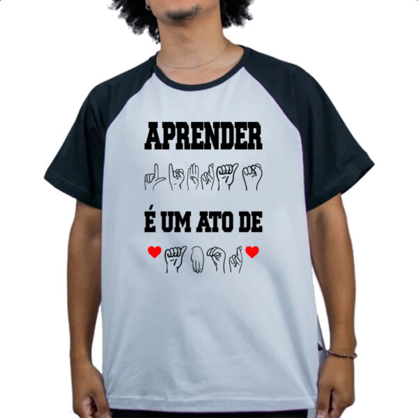 Camiseta Raglan Aprender libra ato de amor - Imagem 4