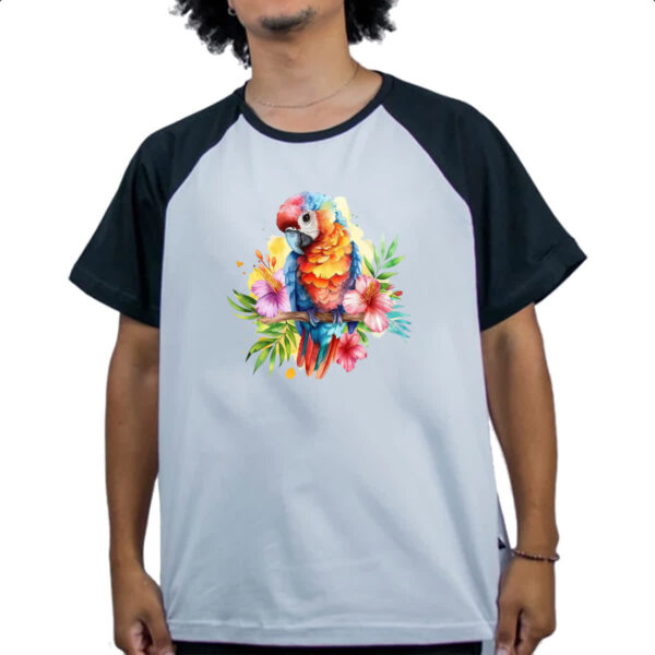 Camiseta Raglan Arara na flor - Imagem 4