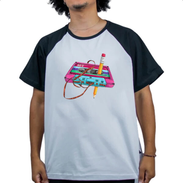 Camiseta Raglan Rebobinador fita K7 raiz - Imagem 4