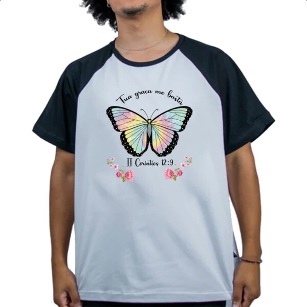 Camiseta Raglan Religiosa sua graca me basta - Imagem 4
