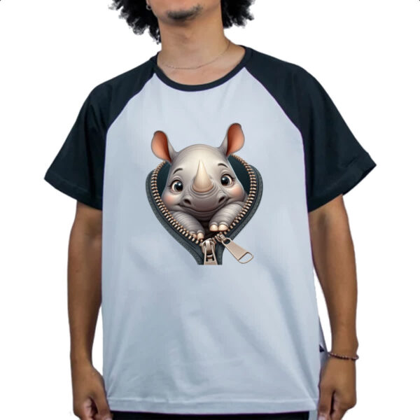 Camiseta Raglan Rinoceronte no ziper - Imagem 4