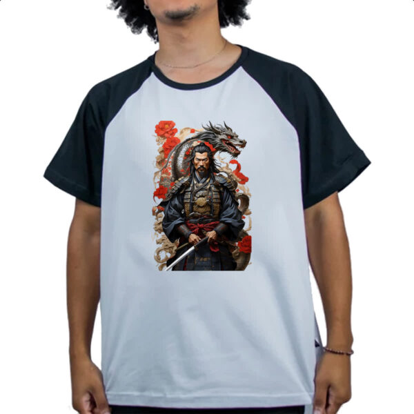 Camiseta Raglan Samurai Japones Dragao Milenar - Imagem 4