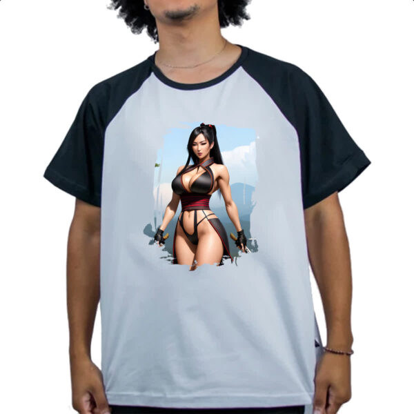 Camiseta Raglan Samurai girl on sky - Imagem 4