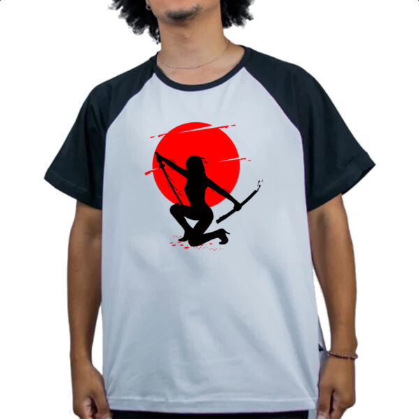 Camiseta Raglan Samurai girl silhueta - Imagem 4