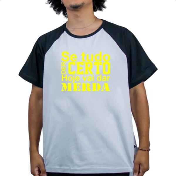 Camiseta Raglan Se tudo der certo hoje Amarelo - Imagem 4