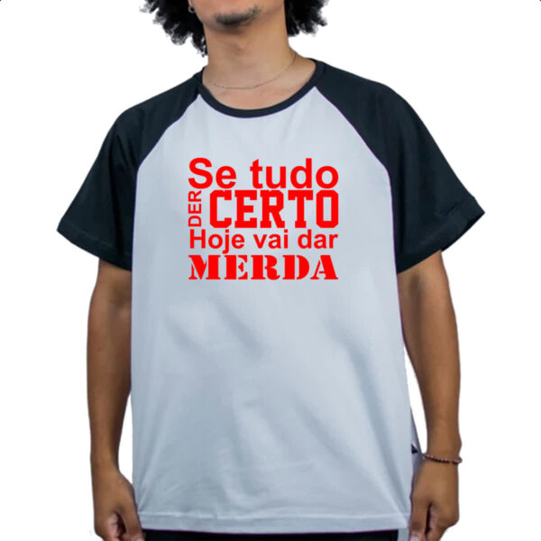 Camiseta Raglan Se tudo der certo hoje Vermelho - Imagem 4