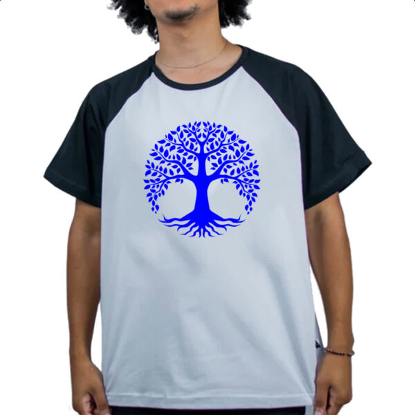 Camiseta Raglan Arvore da vida azul - Imagem 4