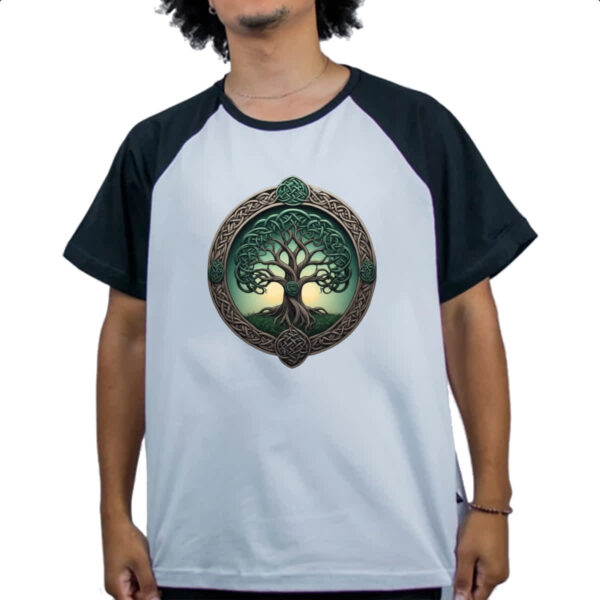 Camiseta Raglan Arvore da vida circulo Celtico - Imagem 4