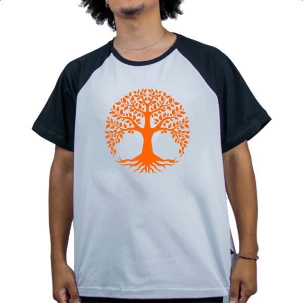 Camiseta Raglan Arvore da vida laranja - Imagem 4