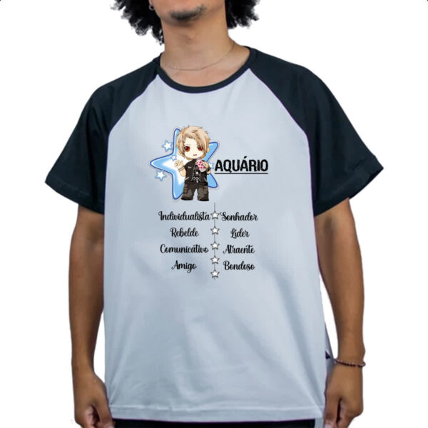 Camiseta Raglan Signo Cute Aquario - Imagem 4