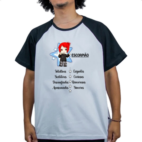 Camiseta Raglan Signo Cute Escorpiao - Imagem 4