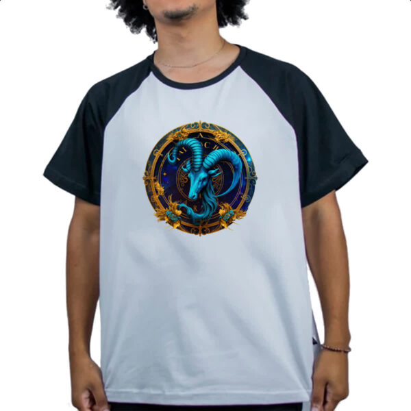 Camiseta Raglan Signo de Capricornio placa de luxo - Imagem 4