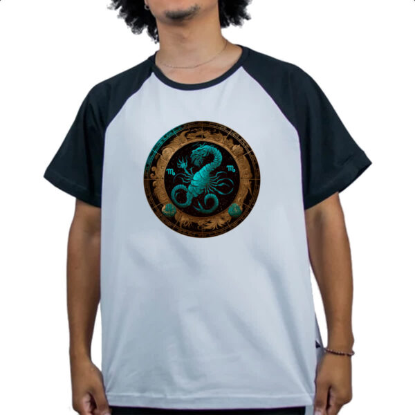 Camiseta Raglan Signo de escorpiao logo de luxo - Imagem 4