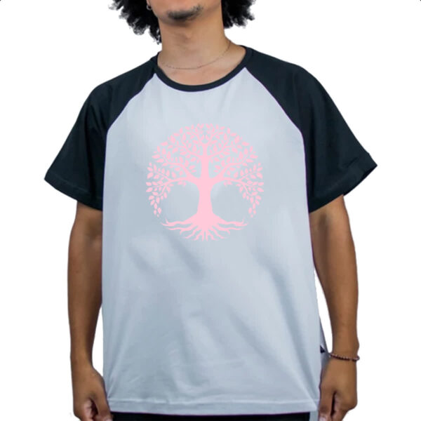 Camiseta Raglan Arvore da vida rosa - Imagem 4
